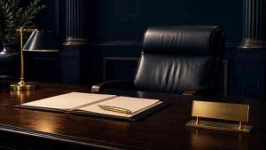 Geschäftsführer und Vertragsdokument symbolisieren Pensionszusage für GmbH-Geschäftsführer