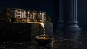 Pflegebett und Geldscheine symbolisieren Cashflow bei Pflegeimmobilien